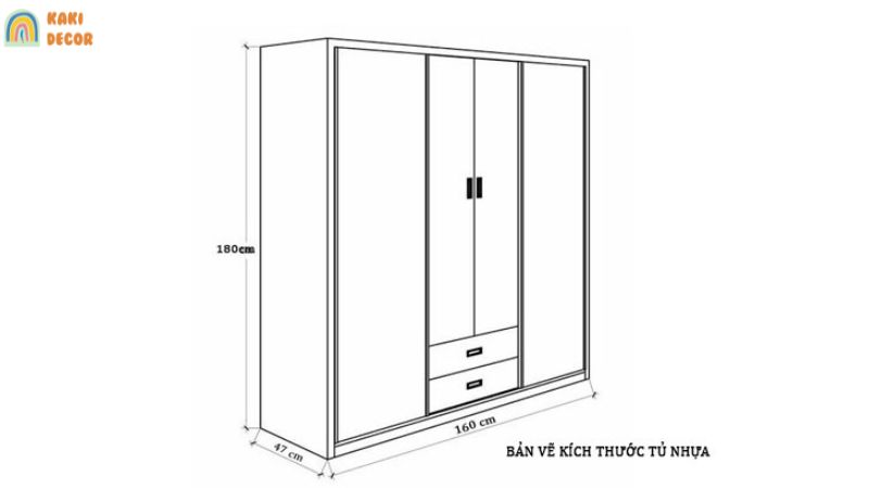 Bản vẽ kích thước tủ nhựa để quần áo cho bé